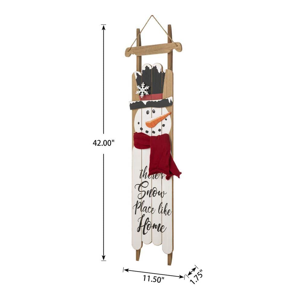 42-Inch Rustic Wooden Snowman Welcome Porch Sign