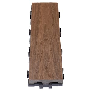 UltraShield Naturale 3 in. x 1 ft. Quick Composite Single Slat Deck Tile in Spanish Walnut (4-Pieces per Box)