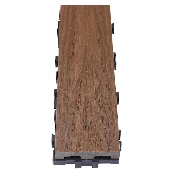 NewTechWood UltraShield Naturale 3 in. x 1 ft. Quick Composite Single Slat Deck Tile in Spanish Walnut (4-Pieces per Box)