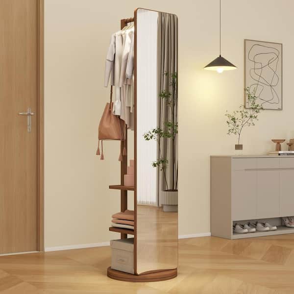 Walnut Brown 20 in. W x 69 in. H Rectangle Solid Wood Full