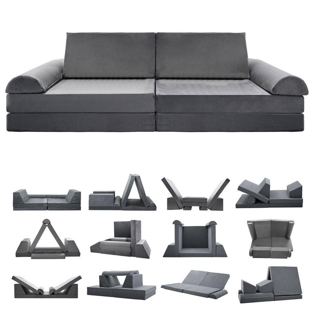 8 PCS Kids Couch Play Set, Modular Kids Sofa Couch Fold Out Couch Playhouse Foam Play Set for Toddlers price history on PriceWatchPro