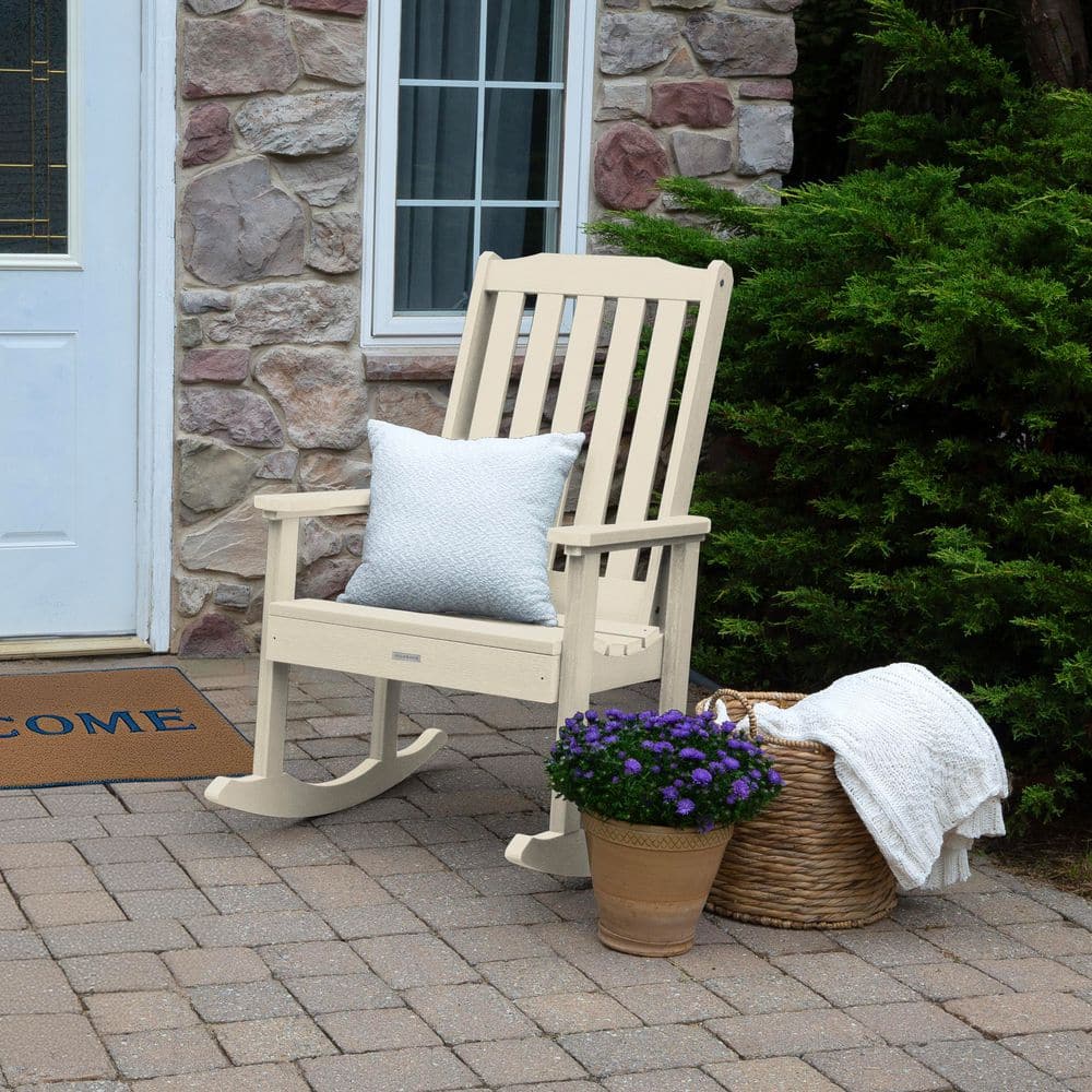 Highwood Lehigh Whitewash Recycled Plastic Outdoor Rocking Chair