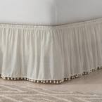 Pom Pom Ivory Solid King Bed Skirt
