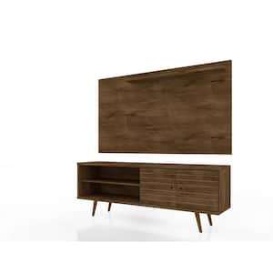 Liberty 63 in. Rustic Brown Particle Board Entertainment Center Fits TVs Up to 50 in. with Wall Panel