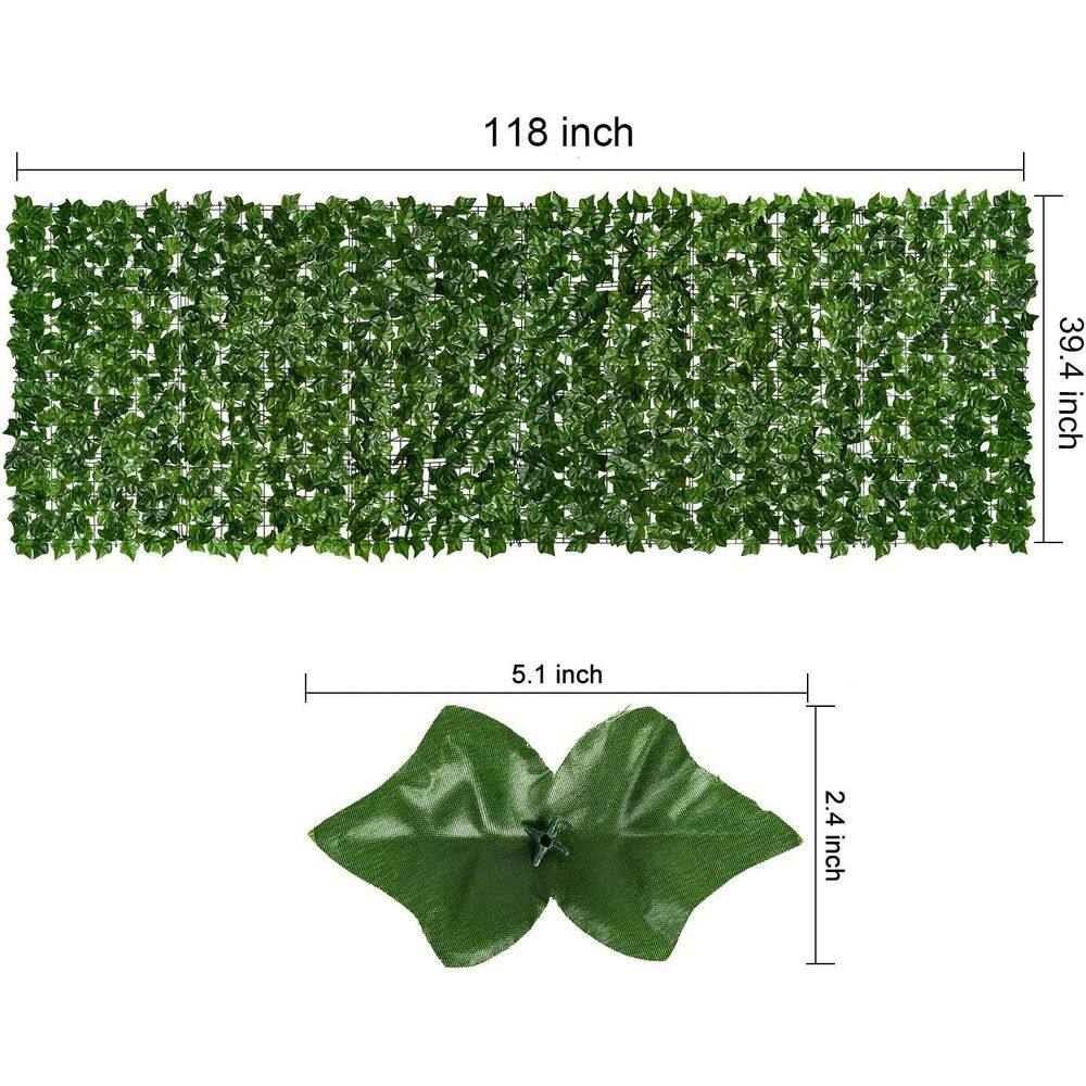 118x39.4in Green Faux Ivy Privacy Fence Screen