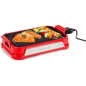 14 in. Smokeless Indoor Grill, Non-Stick Copper, With Drip Tray, Red