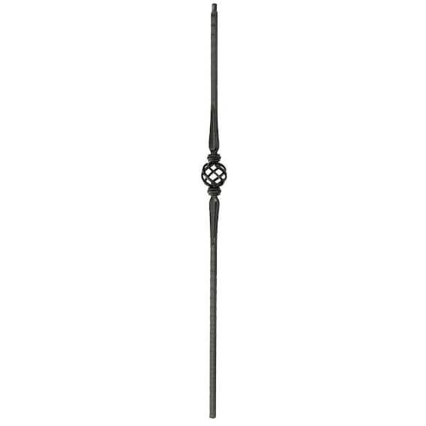 arteferro 44 in. x 9/16 in. Dual Sided Hammered with Single Basket Midnight Bronze Powder Coated Wrought Iron Stair Baluster