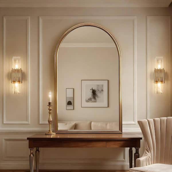 Modern 17.5 in. 2-Light Gold Linear Vanity Light Wall Sconce with Rectangle Seeded Glass Shades for Bathroom Living Room