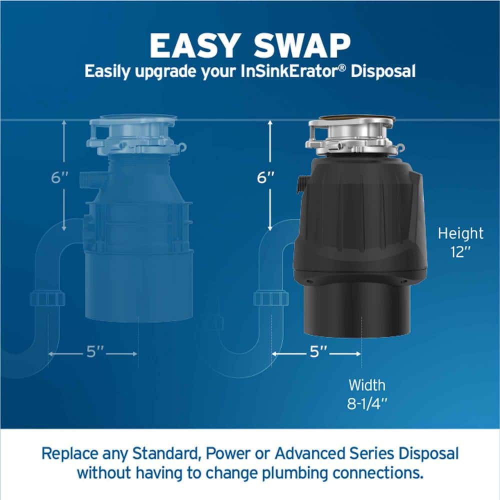InSinkErator Power 1 HP Black and Silver Continuous Feed Garbage Disposal