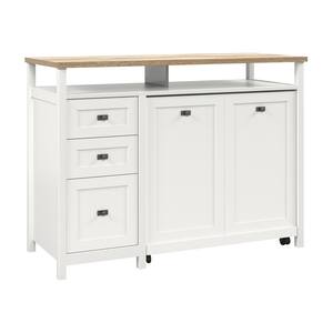 Cottage Road 53.15 in. White TV Credenza with 3 Drawers Fits TV's up to 55 in. with Hidden Pull-Out Desk