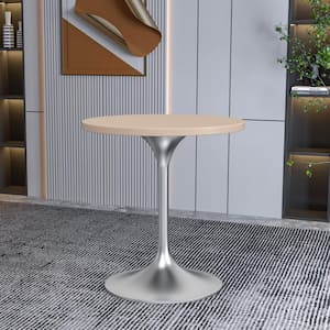 Verve Mid-Century Modern Light Natural Wood 27.55 in. Pedestal Dining Table with MDF Top, Seats 2