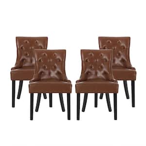 Will Cognac Brown Tufted Faux Leather Dining Chair (Set of 4)