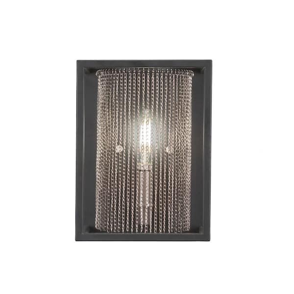 Unbranded Autumn 6.75 in. 1-Light Matte Black and Brushed Nickel Wall Sconce with Standard Shade