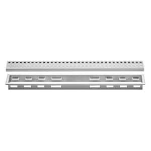 Kerdi-Line Brushed Stainless Steel 39-3/8 in. Perforated Grate Assembly with 1-1/8 in. Frame