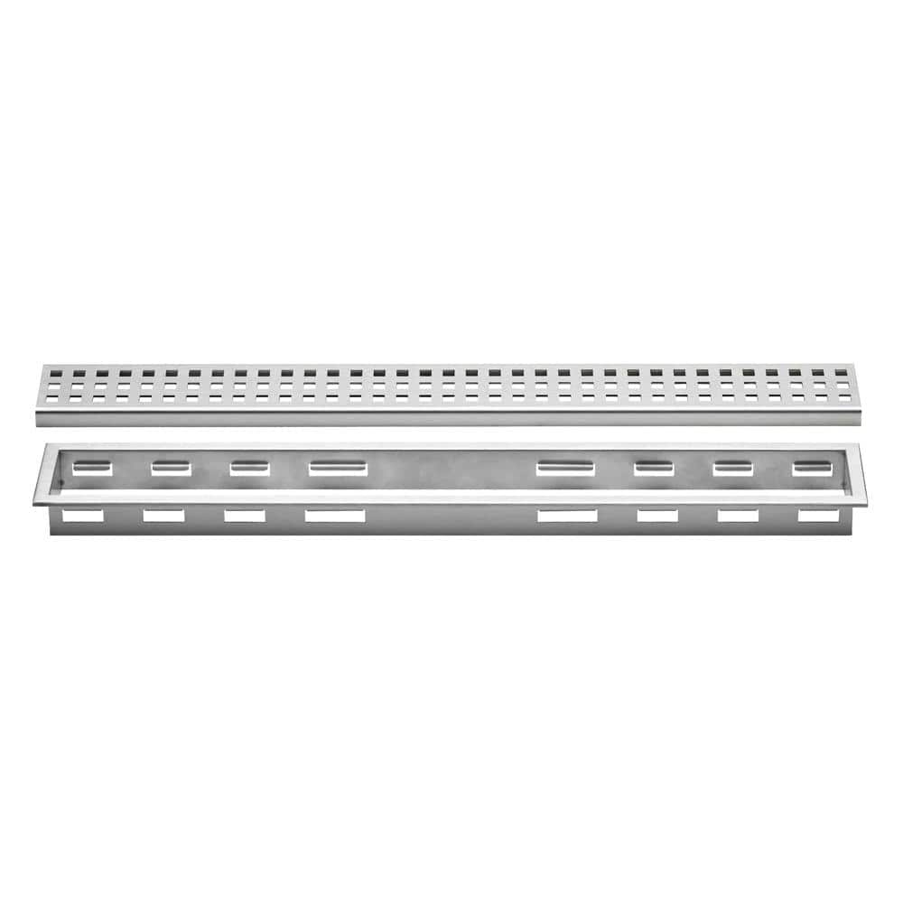 Schluter Kerdi-Line Brushed Stainless Steel 23-5/8 in. Perforated Grate Assembly with 1-1/8 in. Frame