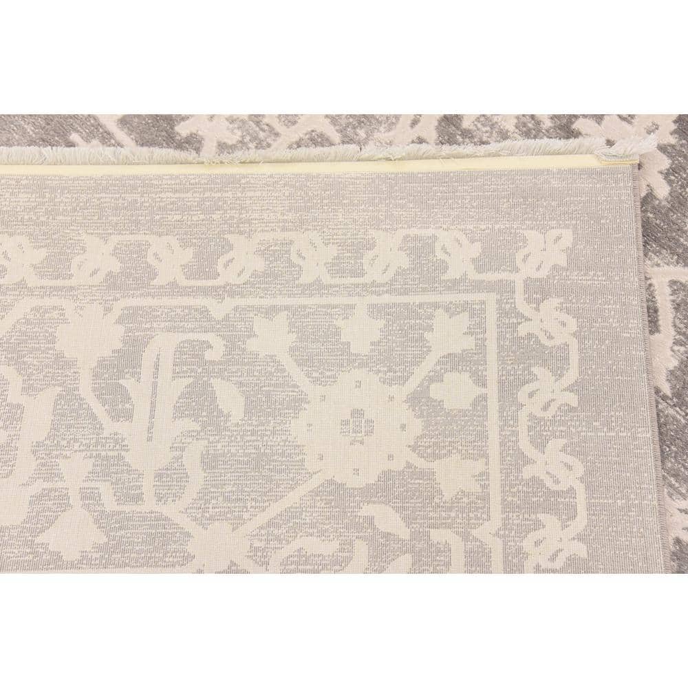 Light Gray Abstract Synthetic Easy Care Stain-Resistant Area Rug 10' x 13'