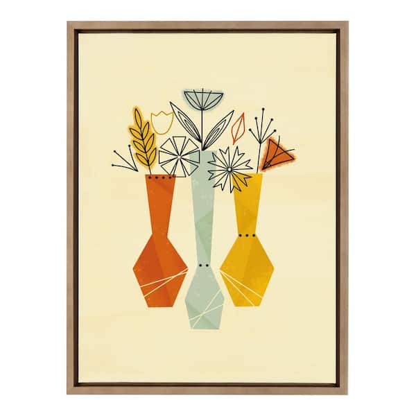 Kate and Laurel Sylvie Flowers by Amber Leaders Designs Framed Canvas Flower Art Print 18 in. x 24 in.