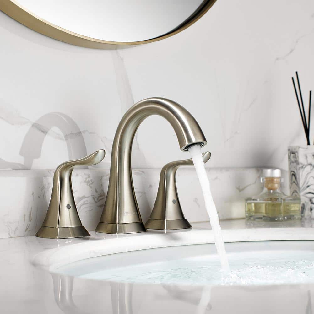 Beverly Satin Nickel Two-Handle Widespread Modern Bathroom Faucet