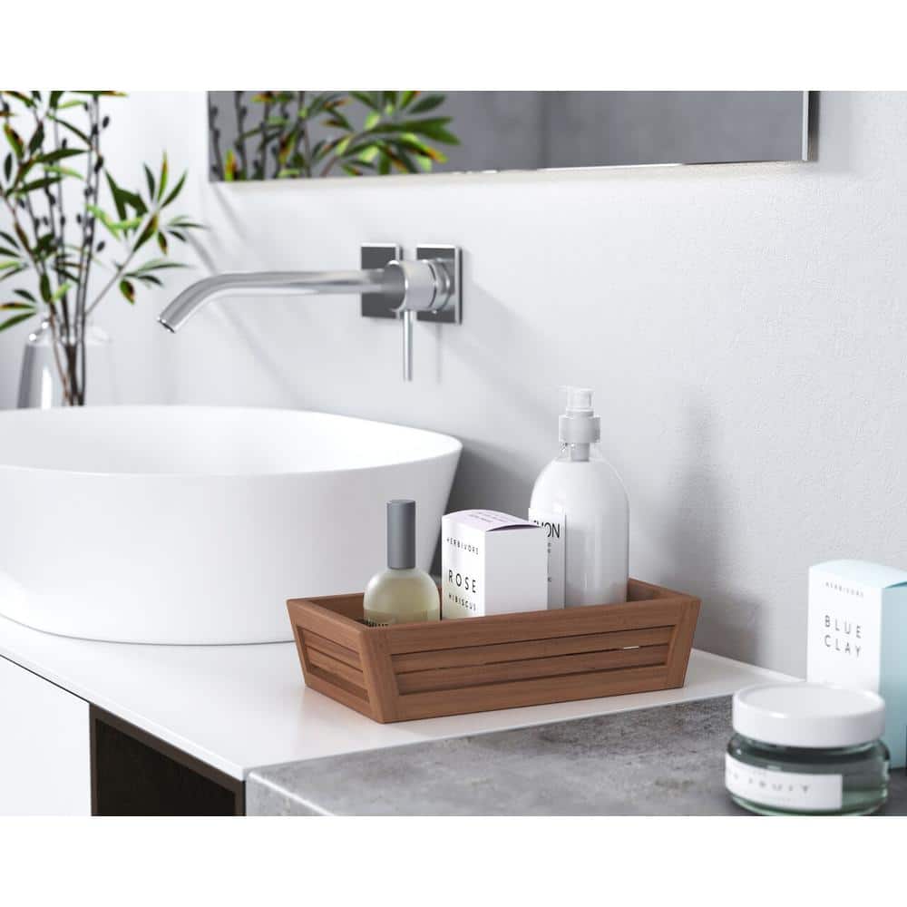 Teak Wood Bathroom Shower Amenities Tray