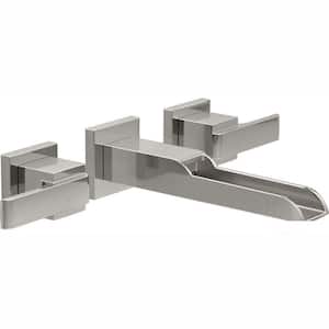 Ara 2-Handle Wall Mount Bathroom Faucet Trim Kit in Stainless with Open Channel Spout (Valve Not Included)