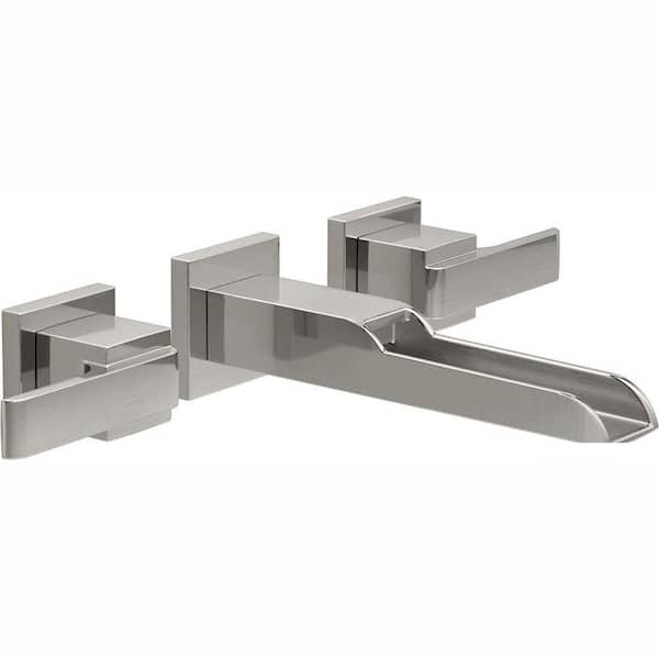 Delta Ara 2-Handle Wall Mount Bathroom Faucet Trim Kit in Stainless with Open Channel Spout (Valve Not Included)