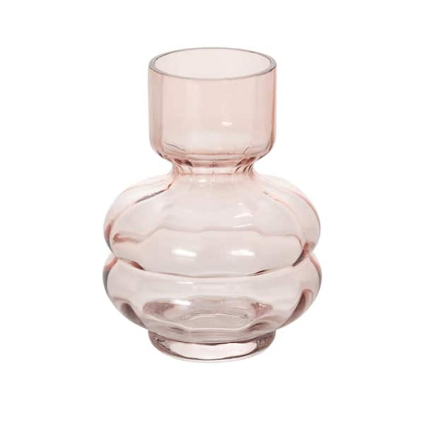 SULLIVANS 6.5" Glass Narrow Neck Bud Vase, Pink