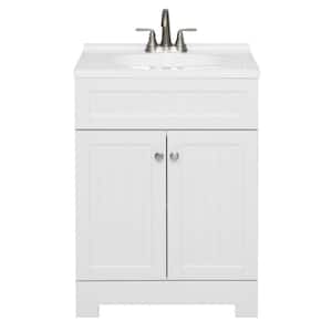 Gelcoat 24 in. W x . 18.5 in. D x 35.5 in. H Bath Vanity in White with White Resin Top Faucet Drain Set