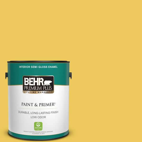 BEHR PREMIUM PLUS 1 gal. #390B-6 Citrus Zest Semi-Gloss Enamel Low Odor Interior Paint & Primer