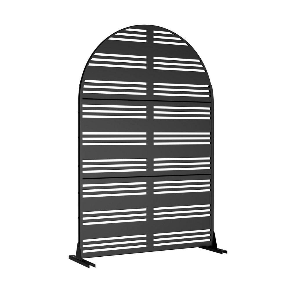 72 in. x 47 in. Outdoor Galvanized Metal Arch Decorative Garden Fence in Lattice Pattern in Black price history on PriceWatchPro