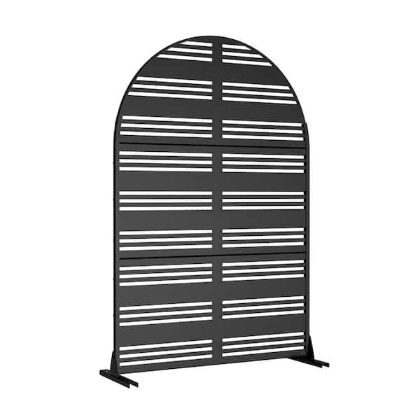 PexFix 6 ft. x 4 ft. Arch Privacy Fence Screen Black Galvanized Metal for Garden Fence in Lattice Pattern