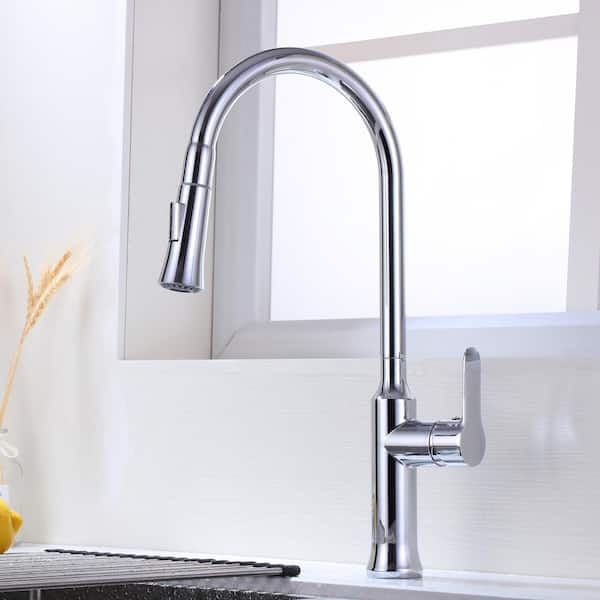 Maincraft Stainless Steel Single-Handle Pull Down Sprayer Kitchen Faucet in Chrome