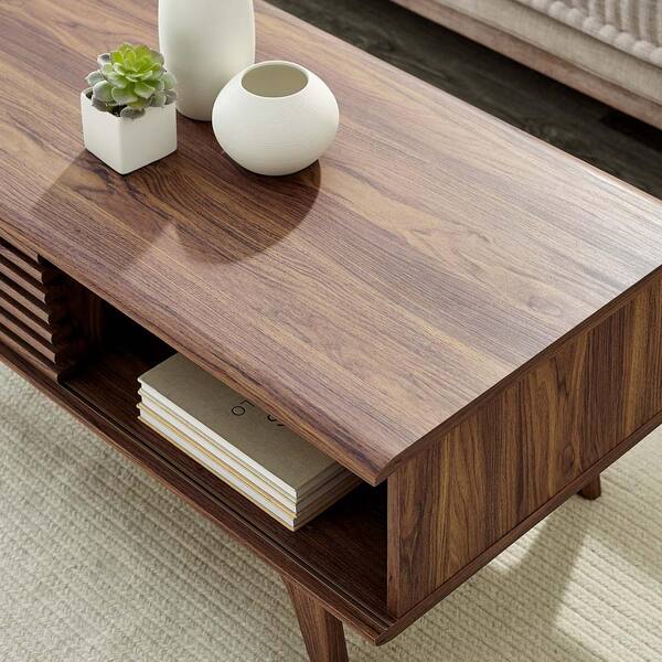 Contemporary walnut store coffee table