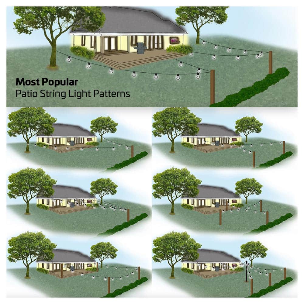 Silver 48 ft Outdoor LED String Light Hanging Kit