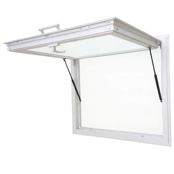 Teza 48 in. x 48 in. White Aluminum Low-E Double-Pane Clear Glass Awning Window with Screen