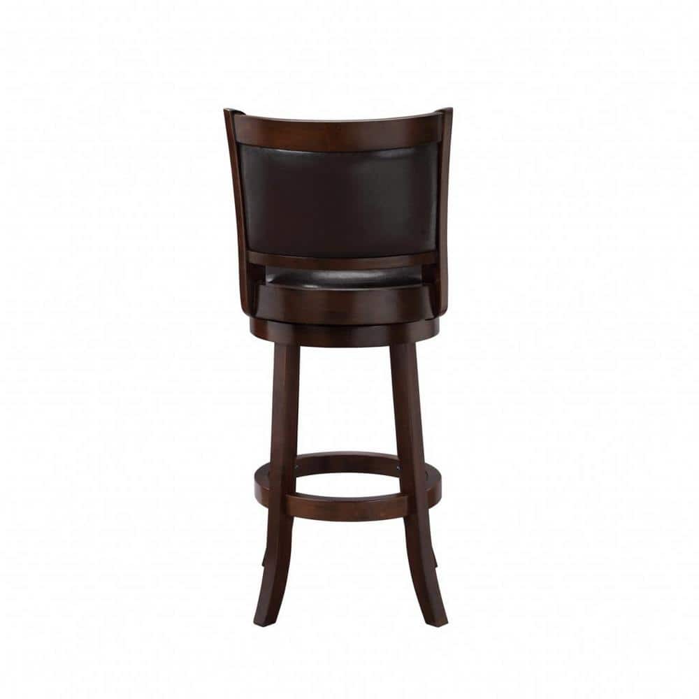 Augusta 42.75" Brown Swivel Bar Stool with Faux Leather Seat