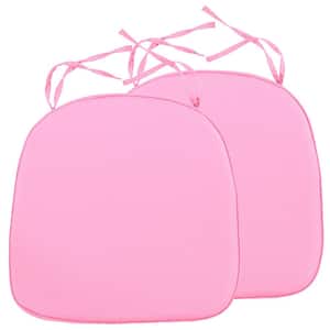 Modern Soft Comfortable Dining Chair Cushion Pads with Ties in Pink (Set of 2)