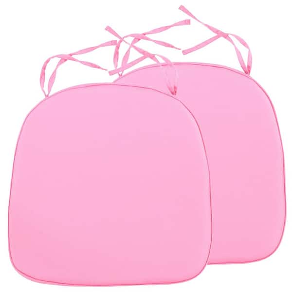Leisuremod Modern Soft Comfortable Dining Chair Cushion Pads with Ties in Pink (Set of 2)