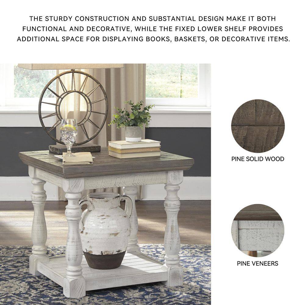Havalance 26 in. Gray/White Rectangle MDF End Table with Lower Shelf - thumbnail 5