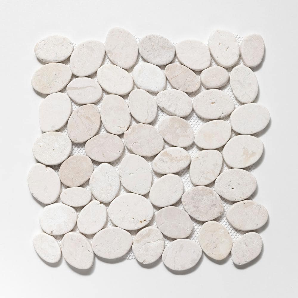 White Tumbled Marble Pebble Mosaic Tile for Floors and Walls