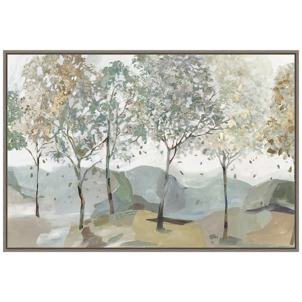Amanti Art "Breezy Landscape Trees I" by Allison Pearce 1-Piece Floater Frame Canvas Transfer Nature Art Print 23 in. x 33 in.