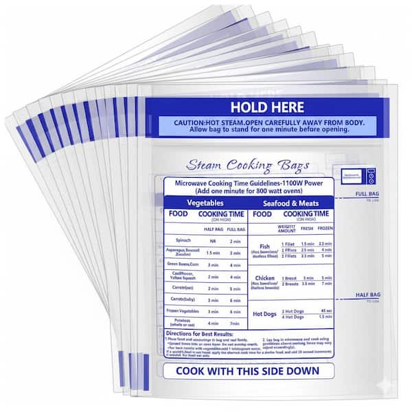 24-Piece Microwave Steamer Bags Reusable Steam Cooking Plastic Bag Zipper Closure for Vegetables Microwaveable Cookware