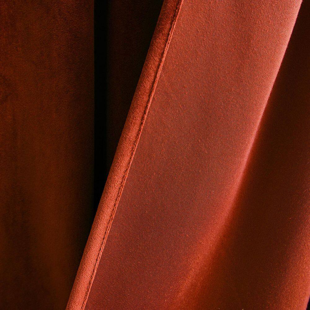Rust Velvet Blackout Pleated Window Curtain Panels