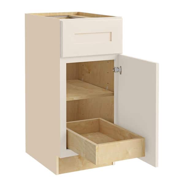 Home Decorators Collection Newport 12 in. W x 24 in. D x 34.5 in. H Assembled Plywood Base Kitchen Cabinet in Blended Cream with 1ROT Soft Close RH