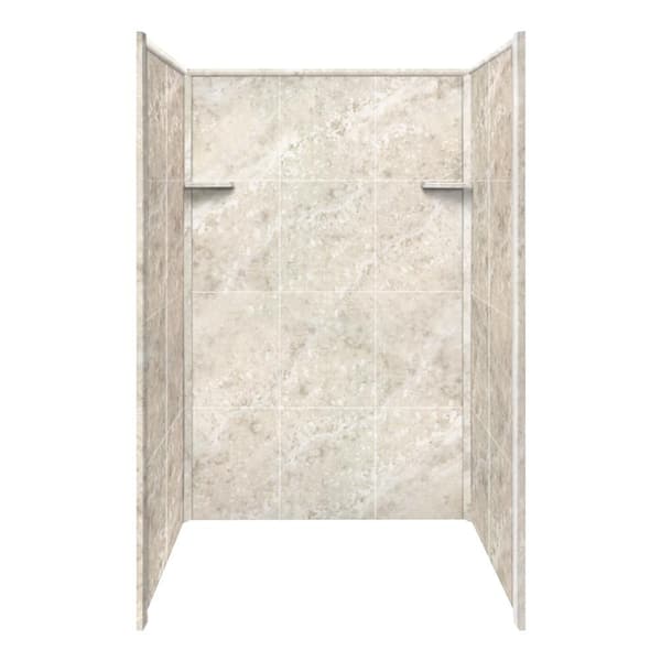 Studio 48 in. W x 72 in. H x 36 in. D 3-Piece Glue Up Alcove Shower Wall Surrounds in Silver Mocha