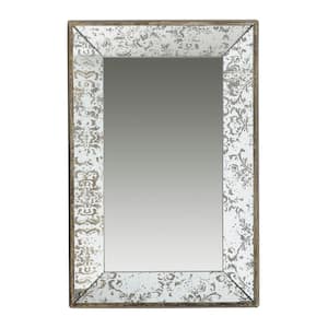 24 in. W x 15 in. H Rectangle Wall Mirror with Floral Accents for Living Room, Entryway, Office, Bedroom