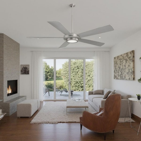 Sabot 52 in. Integrated LED Indoor Brushed Nickel Ceiling Fan with Light with Remote Control