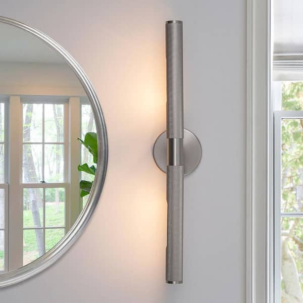 23.62 in. 2-Light Brushed Nickel Bathroom Vanity Light Adjustable Picture Light