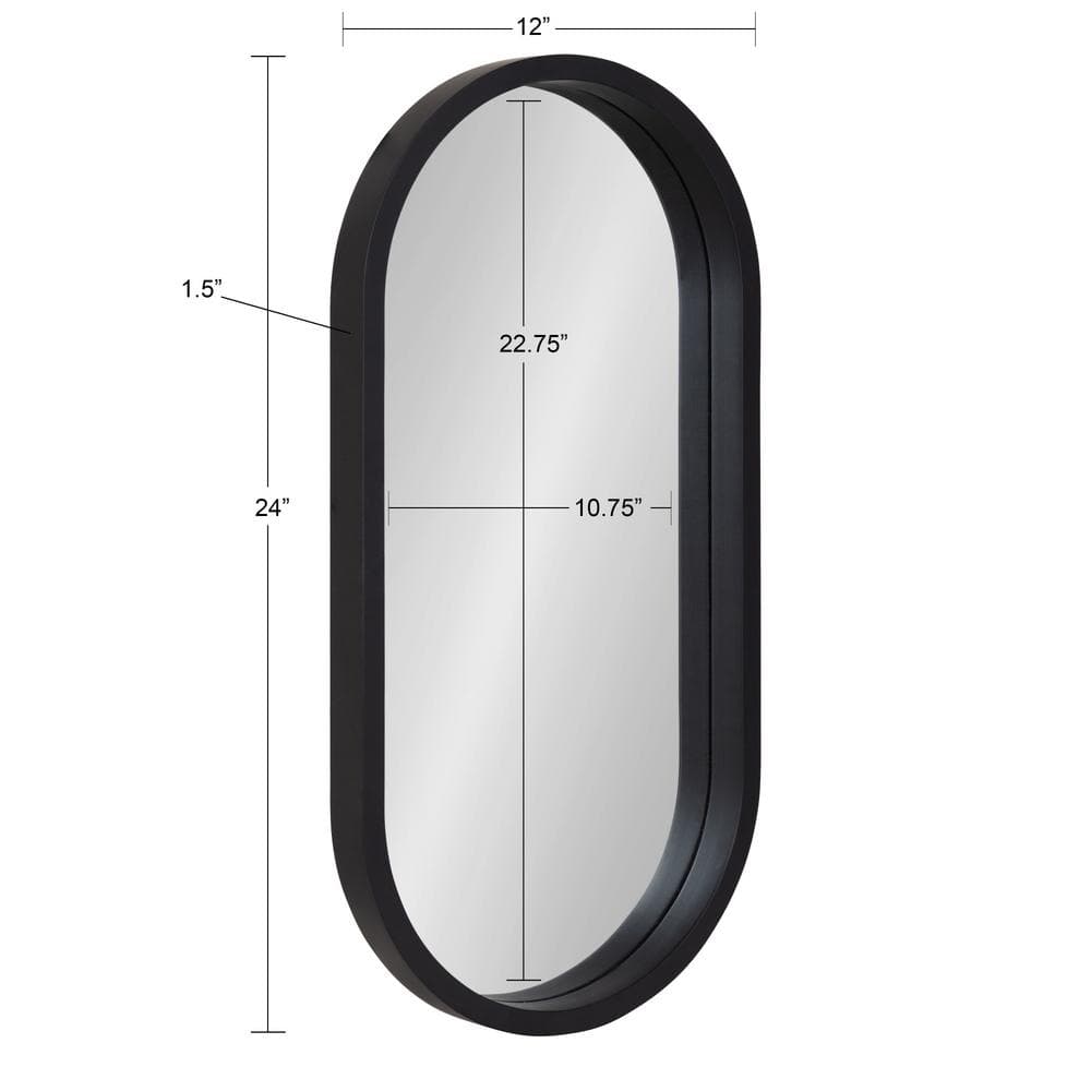 Travis Capsule Black Wood Framed Full-Length Vanity Mirror 12x24