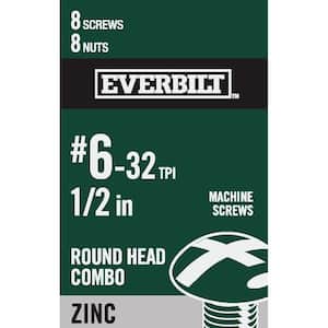 #6-32 x 1/2 in. Combo Round Head Zinc Plated Machine Screw (8-Pack)