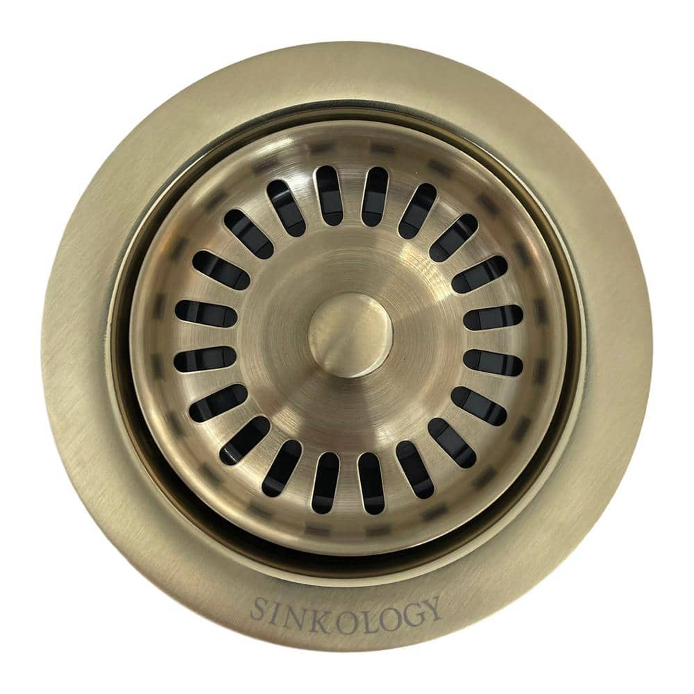 SINKOLOGY SinkSense 3.5 in. Disposal Flange Drain with Stopper in Satin Gold